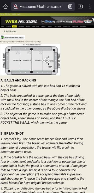 VNEA Pattern racking 8-ball