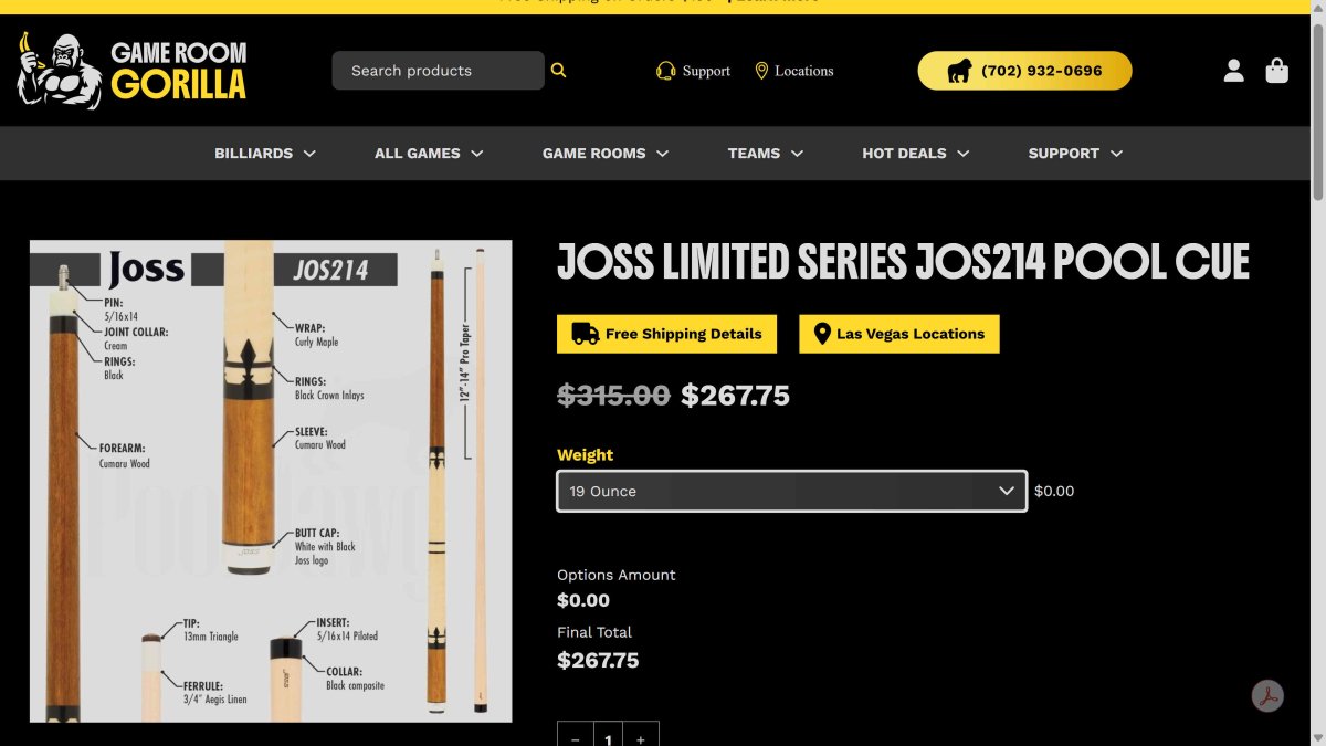 Joss 268 dollar cue.jpg