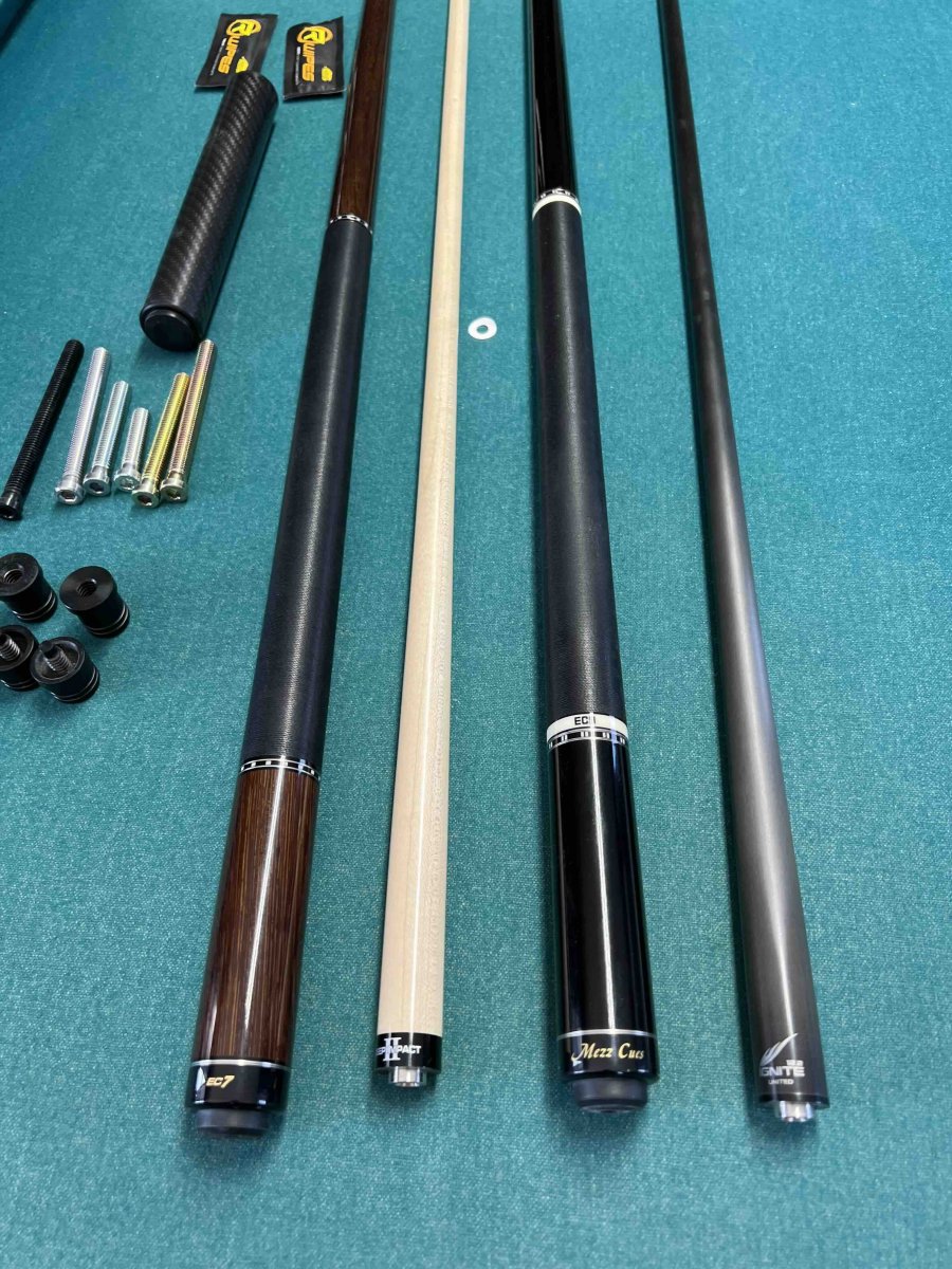 Mezz and Exceed cues with Ignite shaft