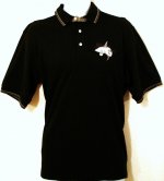 Men's cotton polo black with grey trim front.jpg