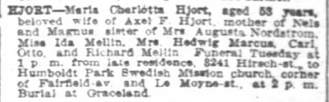 1909 oct 4 hjort wife died.jpg