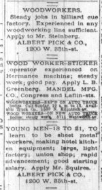 1919 Aug 24 Albert Pick Employment ads.jpg
