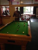 Paul S - son with a head band playing pool..jpg
