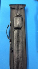 3x6 Envelope Black Leather with Ostrich Leg Accents and Solo Strap 1.jpg