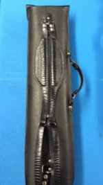 3x6 Envelope Black Leather with Ostrich Leg Accents and Solo Strap 2.jpg