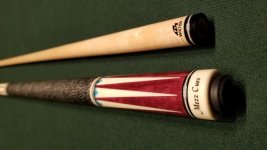 Mezz AXI-156 Cue - Purple Heart Wood, Juma Turqouise Inlay Mezz AXI-156 Cue - Purple Heart Wood, Juma Turqouise Inlay