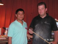 Me, st work at the Amsterdam Open 2003, fixing Manalo's cues.jpg
