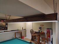 Pool table light with 8 foot fluorescent bulbs and stained wooden enclosure photo 2.jpg
