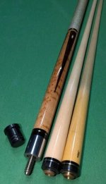 Schon S-20 Cue (Orig. Silver ring shaft w-Micarta; Second shaft w-Gold ring) eBay; 12-28-24.jpg