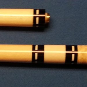 1371962369795 two shafts both have ivory ferrule and 6 ivory rectangleinlays top and bottom of joint.