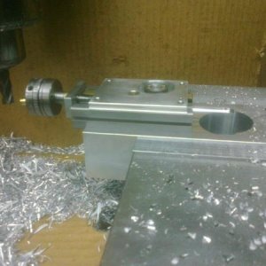 Checking the fit of the Taig slide into the bottom side of router mount.
