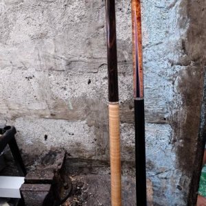 JD Two Tone Amboyna - Ebony Wrapless playing cue
JD Macasar Ebony - Curly Maple Handle break cue