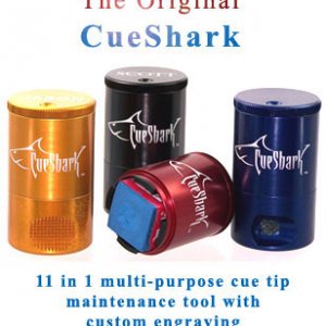 The CueShark Original Includes:  Nickel & Dime Radius Shaper/Scuffer,  Side Trimmer,  Tip Perforator,  Powder Dispenser,  Chalk Holder & makes a great