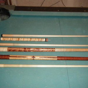 my playing cues
zimmerman jump & break cue 
and chris' cue