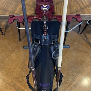 Purpleheart cue rest in action