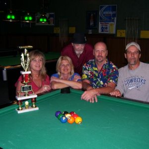 At our home pool hall after trohpy presentation - we came in 2nd in our 9-ball division last session.