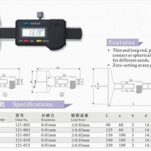 Digital Depth Gauges with Thin Rod