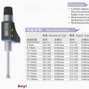 Three Point Internal Digital Micrometers