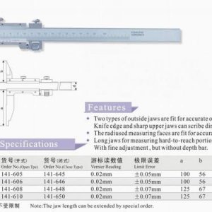Vernier Calipers with Two Types of O.D Jaws (Type C)