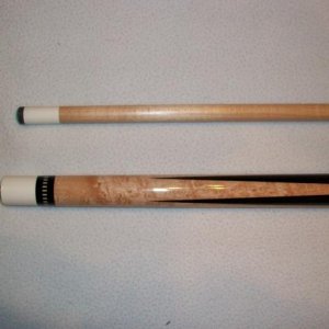 Rahz 1
This is my Jerry Rauenzahn Cue.
As soon as I'm done with my Pul Rum Proj, I'm going to  special order a new 1.