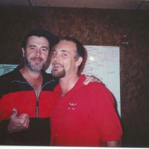 Country Connection 9 Ball Open, Texarkana, Arkansas, David Harcrow & Scotty Townsend celebration after tournament pic!...10-17-98