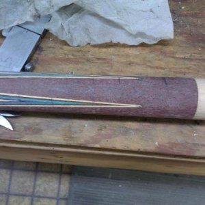 Forearm halfway through with inlays sketched