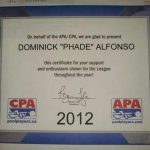 Got this for my above and beyond for the APA 2012..
