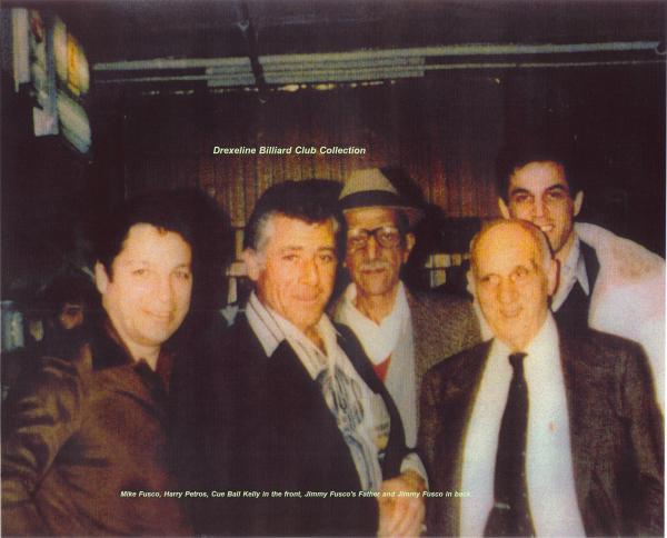 1114  $15   Mike Fusco, Harry Petros & Cue Ball Kelly in the front, Jimmy Fusco's Father & Jimmy Fusco in the back