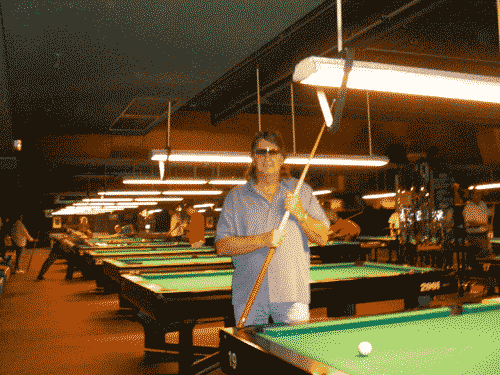 2006 08 14 Tom at Akademy Billiards Paris playing a local named Nicolas who I met through the CCB at Billiards Digest.
