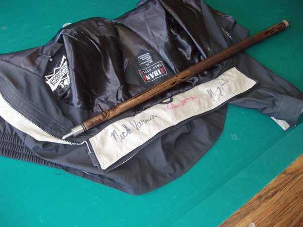 2009 04 24TomsSignatureJacket23
The pool cue is my Scorpion Break cue which Johnny Archer signed for me at Butera's Billiards in Moorpark, CA. after h