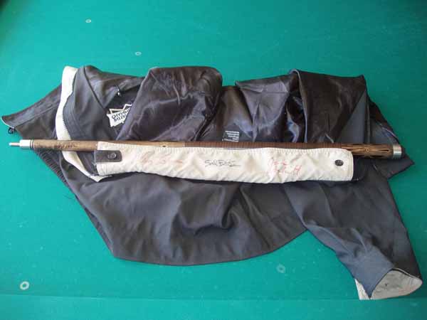2009 04 24TomsSignatureJacket24
The pool cue is my Scorpion Break cue which Johnny Archer signed for me at Butera's Billiards in Moorpark, CA. after h