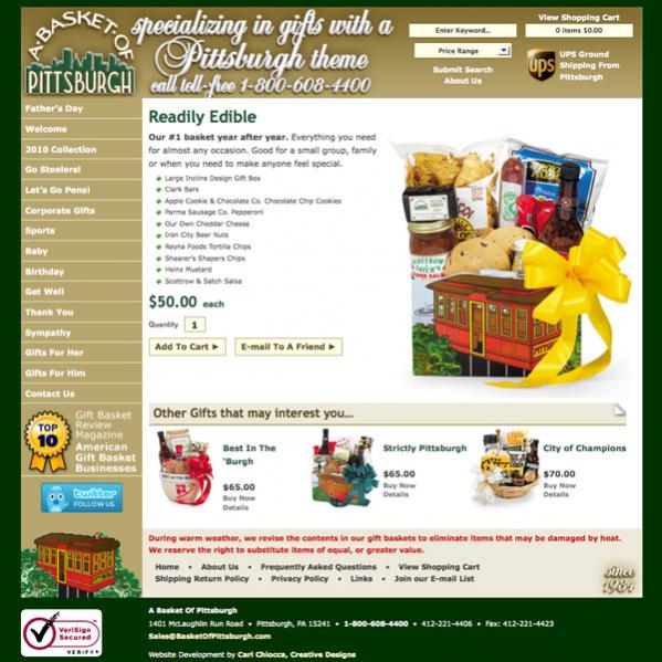 A Basket of Pittsburgh
Readily Edible
Our #1 basket year after year. Everything you need for almost any occasion. Good for a small group, family or wh