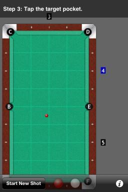 After touching the number of the rail you wish to bank off of simply touch the pocket you wish to play the shot into and the shot will be displayed.  