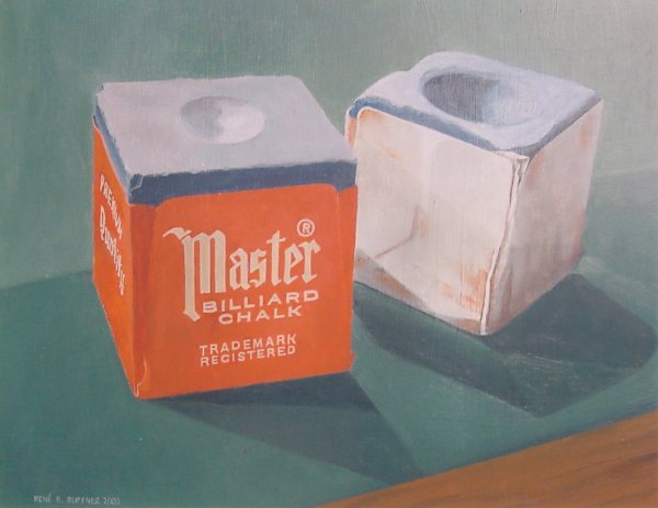 An old pool oil painting of mine that I'm showing here only because I thought you might get a laugh out of my name for it:  "Old Master."  Copyright b