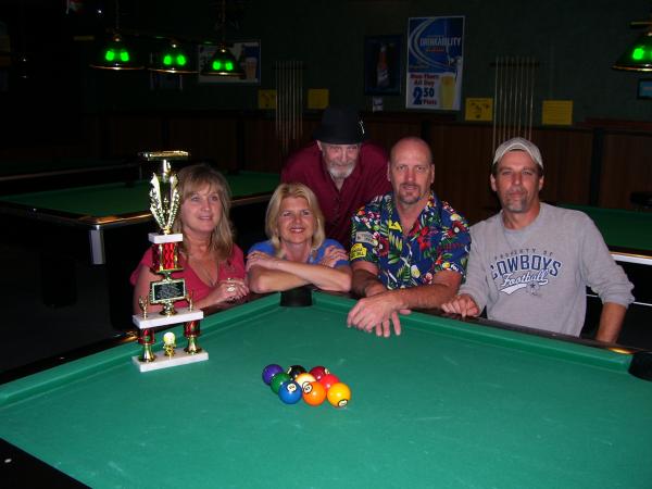 At our home pool hall after trohpy presentation - we came in 2nd in our 9-ball division last session.