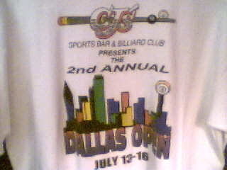 Back of CJ Wiley's Dallas Open tournament shirt 1995