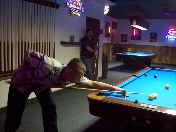 Background was my steady $$ game Robert. :D Hes gets mad when he loses, great bar box player though.