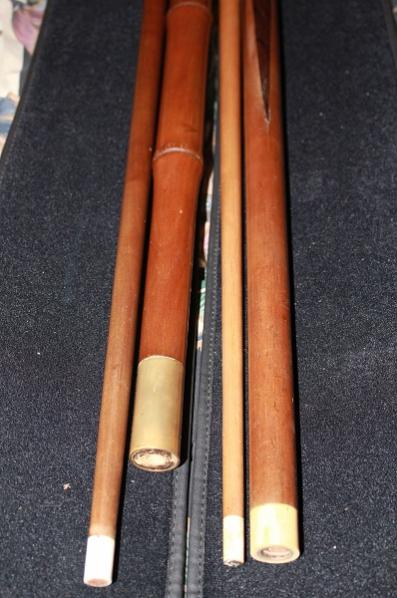 Bambo cue with a 10mm shaft older cue has a true 5mm shaft