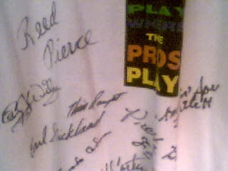 CJ Wiley's Dallas Open tournament shirt 1995, the Million $ run of 11 racks by Earl Strickland, this shirt has the signatures of the following partici