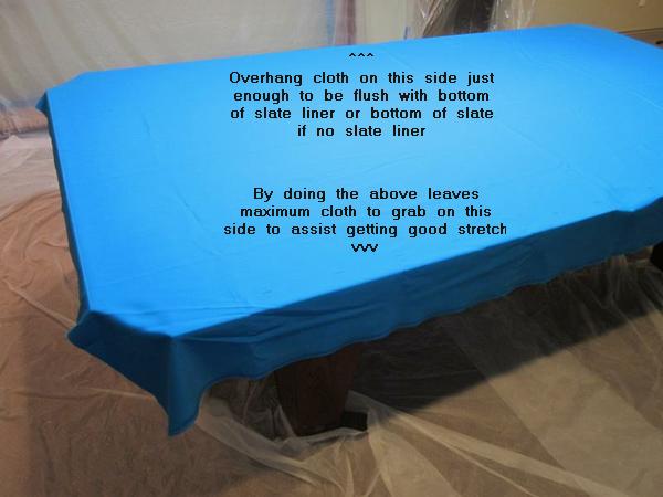 Cloth layout for side to side - leave equal overhang on ends of slate