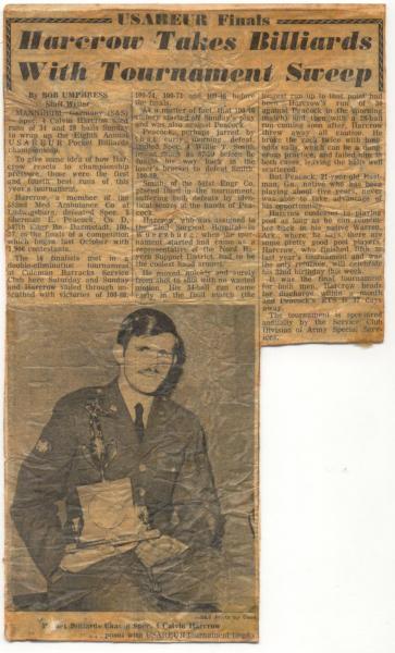 Country Calvin Harcrow wins 14.1 competition in Germany, 1971