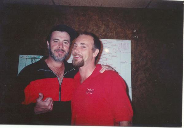 Country Connection 9 Ball Open, Texarkana, Arkansas, David Harcrow & Scotty Townsend celebration after tournament pic!...10-17-98