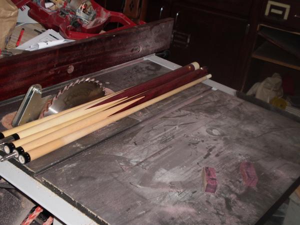 Delta Contractor's Saw with Woodworker II - Petree Dufferin conversions Purpleheart wood and straight grain maple.  Excellent cues.....
