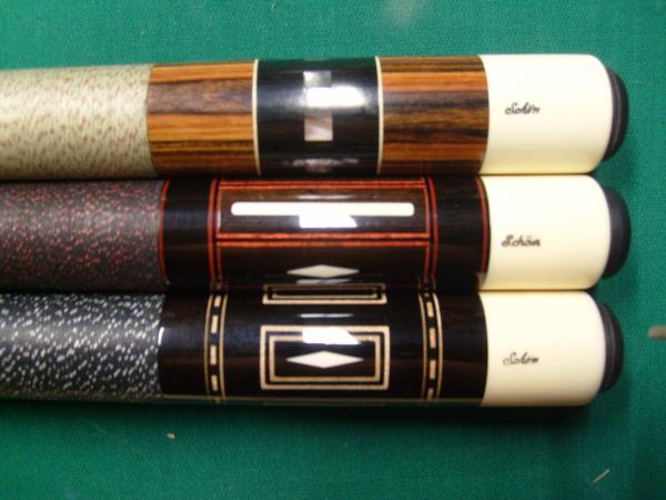 Early Schon with implex joint, ebony butt R13 and ebony butt R12 (top to bottom)
