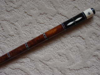 Handle and butt with ivory butt cap on Kurt's cue
