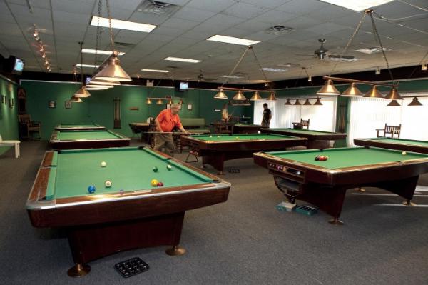 inside pool room