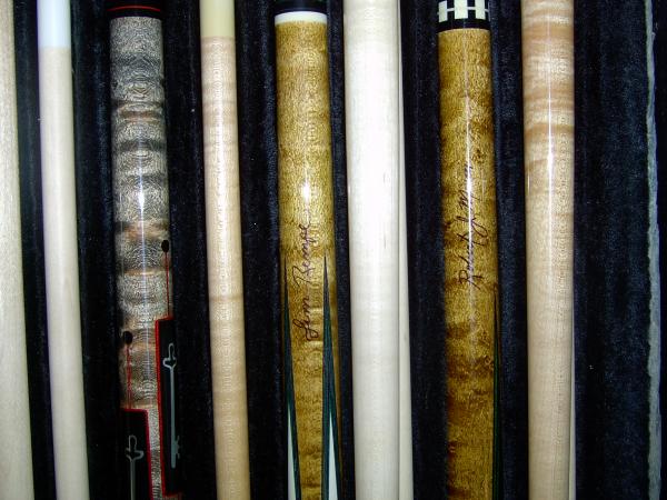 Locksmith signed and unplayed, Jimmy Rempe 3 by Meucci sugned under the finish by Jimmy Rempe , JR 1 signed 
and all cues have 2 shfts