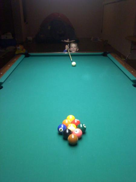 My 3 year old.  I think I should get him his own table. ;)