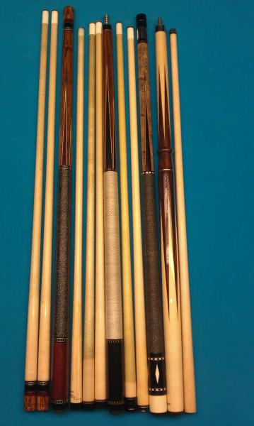 My goods from left to right coker 3 high 3 low dated 7-02 ,coker 3 high 3 low with ivory ferrules and a jacoby hybrid edge dated 5-01 , Rus Espiritu 4