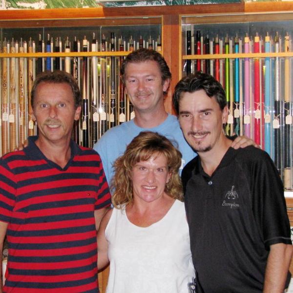 My lovely wife Susie with Earl Strickland, Johnny Archer and Mark Cantrill during the Legends and Champions tour.